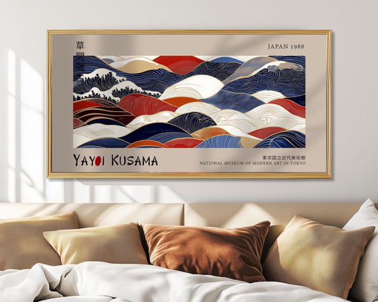 Yayoi Kusama Inspired Japanese Print: Abstract Ocean Waves