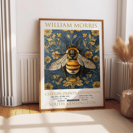 Print, William Morris Bee Vintage Botanical Wall Art, Unframed