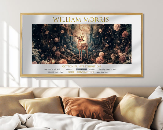 William Morris Deer Panoramic Print: Vintage Textiles Art