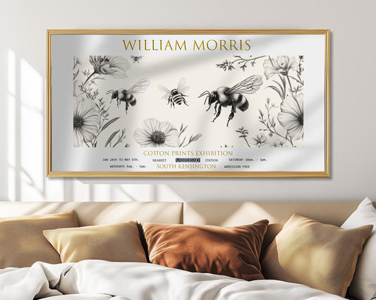Print, William Morris Bees: Vintage Botanical Panoramic Art