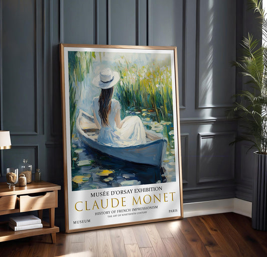 Print: Claude Monet Woman in Boat, Impressionist Wall Art, Unframed