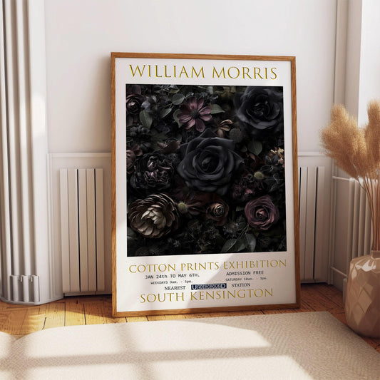 William Morris Black Roses Print: Vintage Floral Wall Art