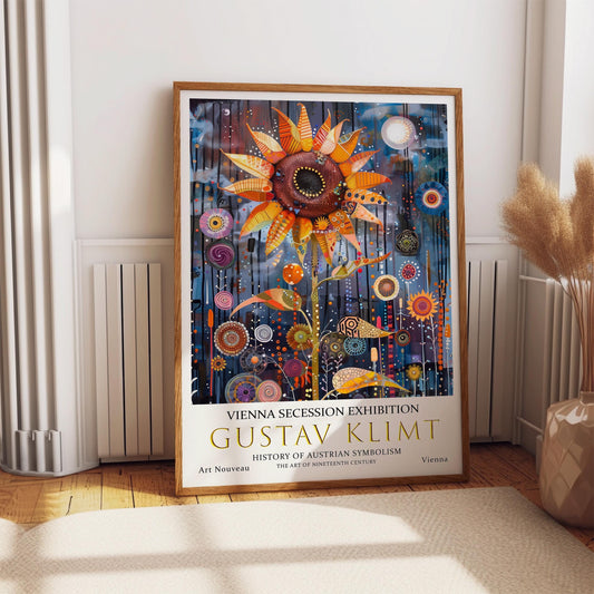 Gustav Klimt Print - Vintage Art Nouveau Poster | Sunflower Wall Art Decor
