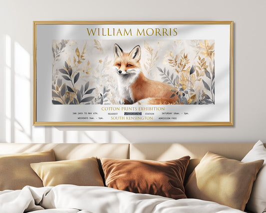 William Morris Fox Art Print: Vintage Botanical Panoramic Wall Art