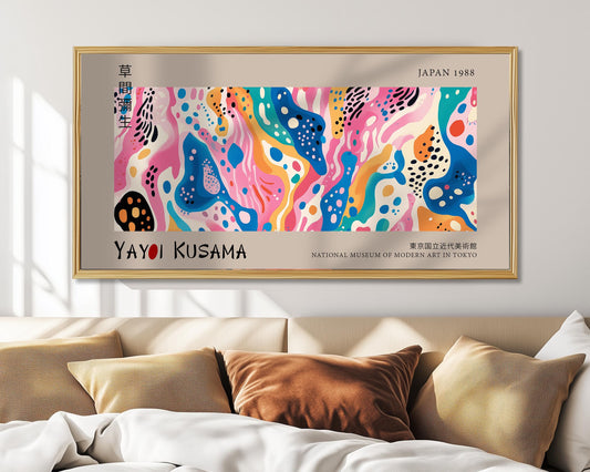 Yayoi Kusama Panoramic Art Print – Japanese Wall Art – Japanese Exhibition Poster