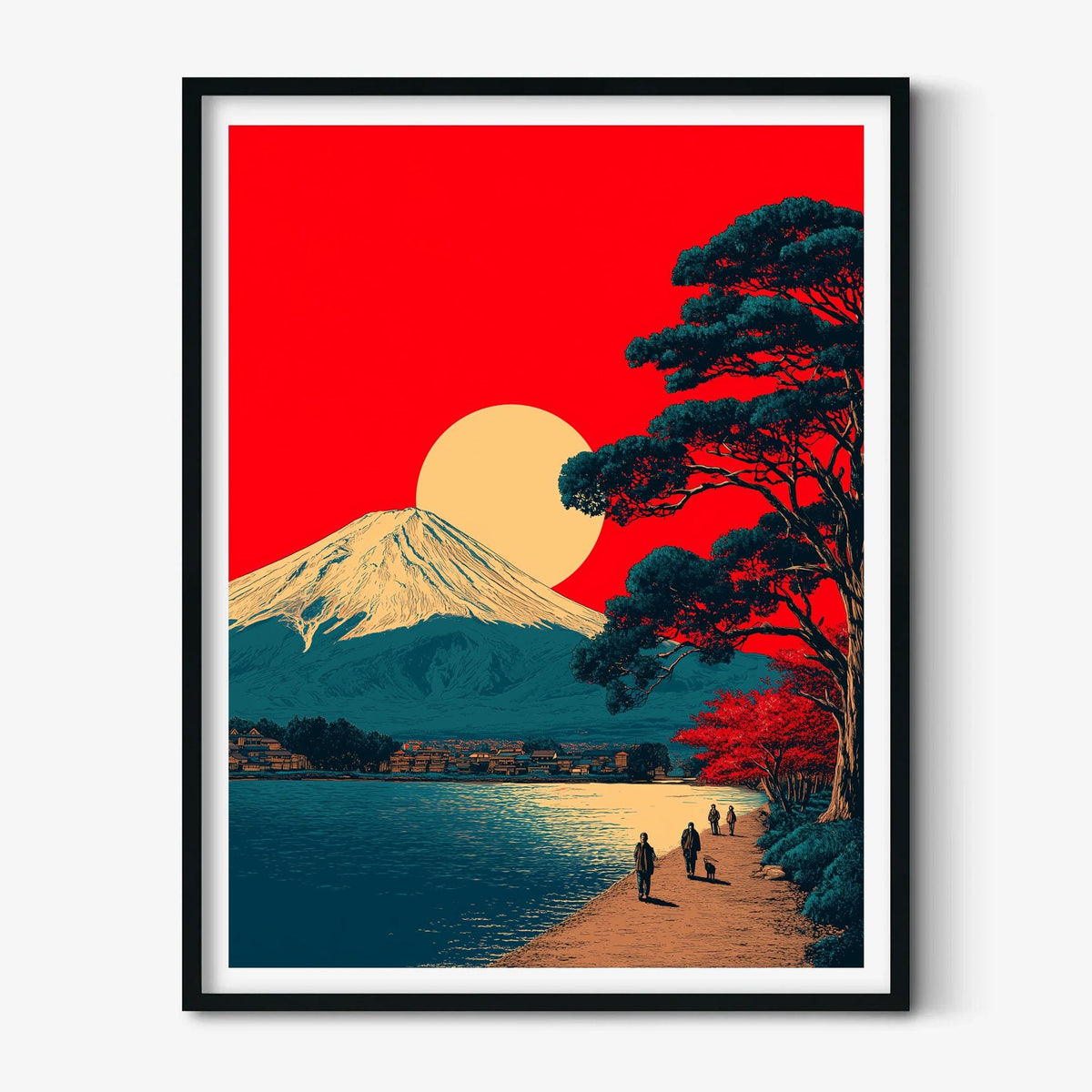 Mount Fuji Poster Print | Vintage Japanese Sunset Landscape Wall Art