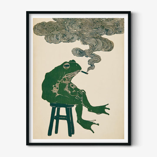 Frog Poster, Surreal Frog Wall Art, Vintage Animal Print, Quirky Home Decor
