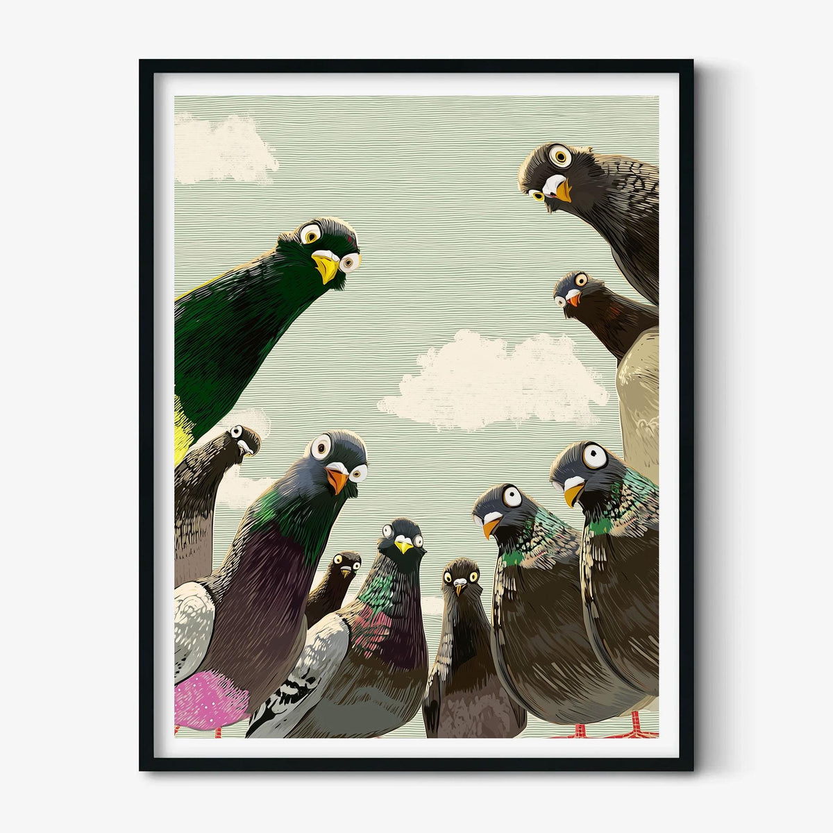 Pigeon Poster, Bird Illustration, Wildlife Wall Art