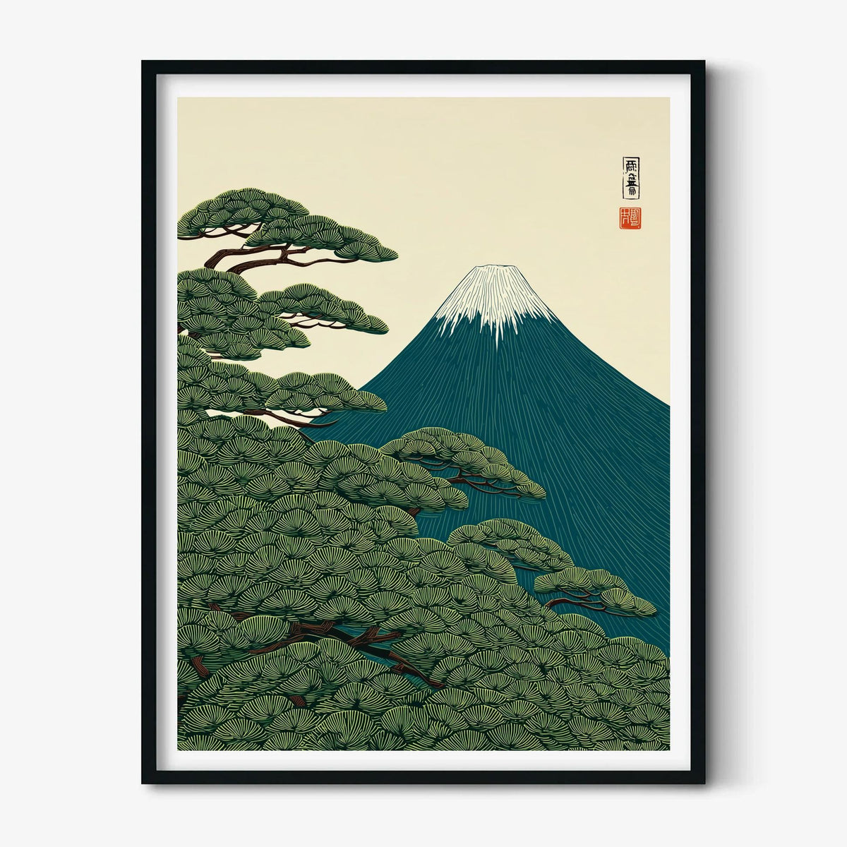 Japanese mountain art print - Mount Fuji wall decor - A3 A4 sizes