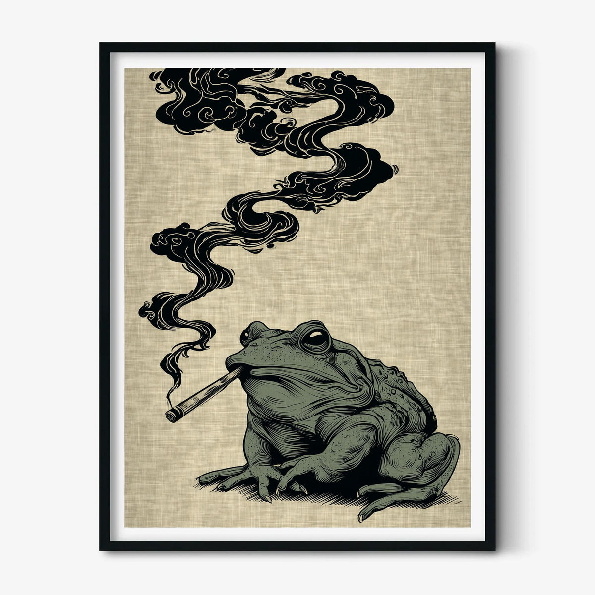 Japanese Frog Print – Retro Smoky Toad Poster | Vintage Wall Art