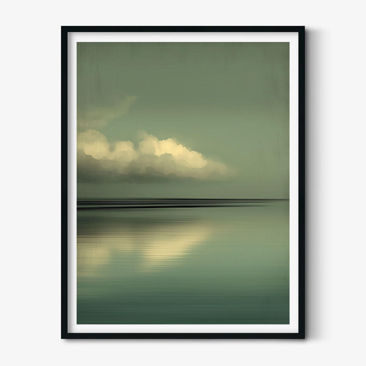 Cloud Poster Print, Sage Green Seascape, Japandi Wall Art