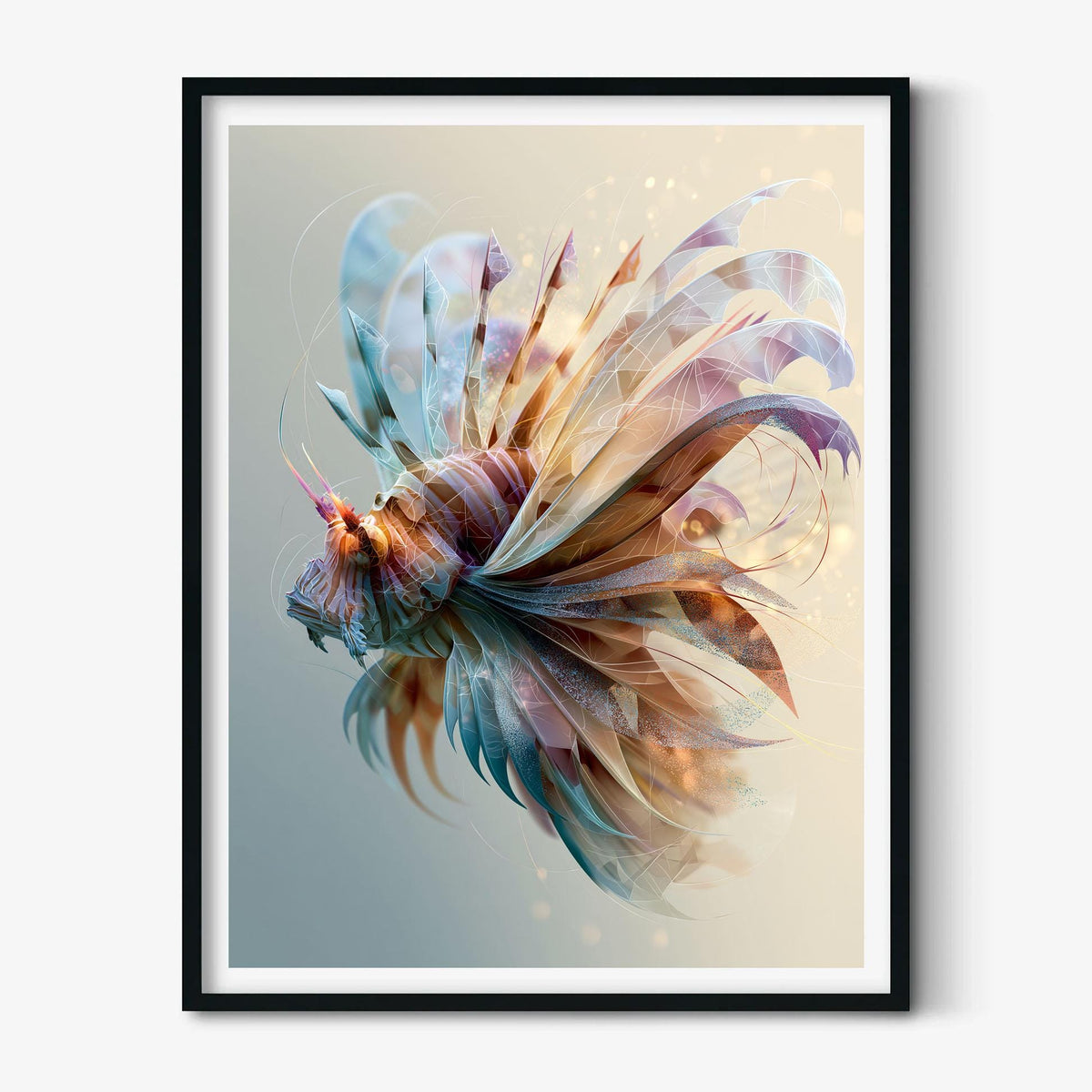 Lionfish Poster, Low Poly Geometric Fish Print, Modern Ocean Wall Art