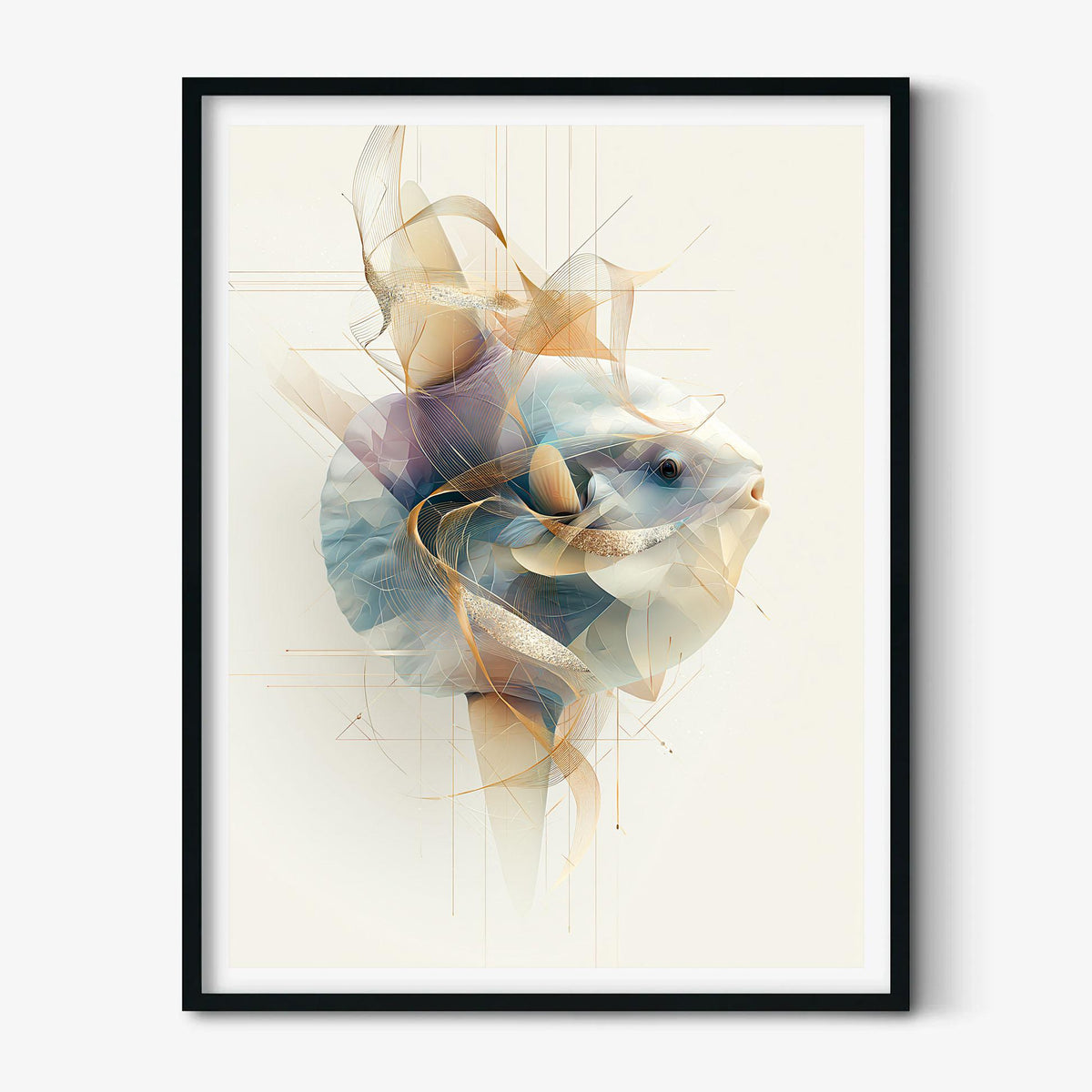 Sunfish Wall Art, Abstract Ocean Fish Print, Coastal Bathroom Wall Decor