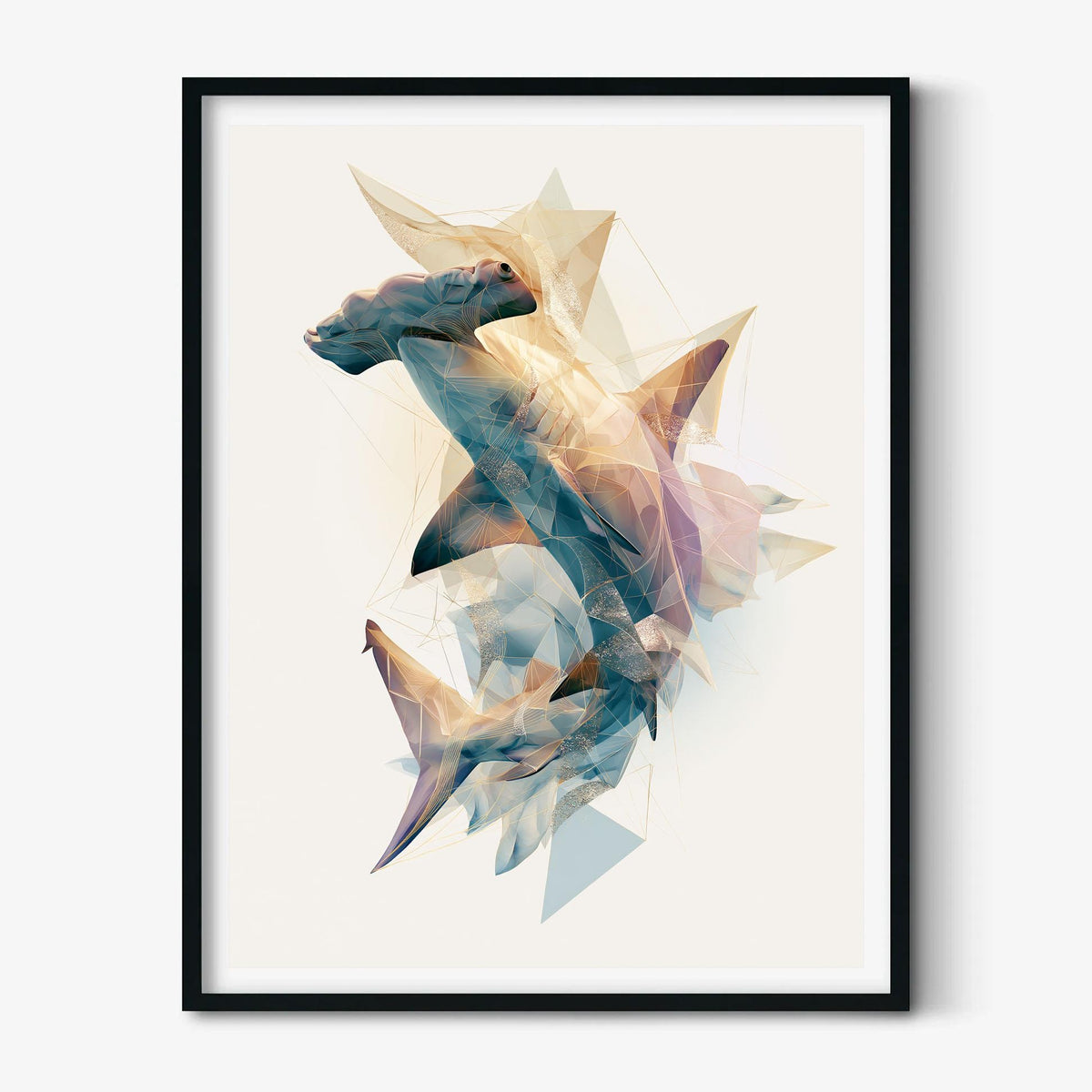 Hammerhead Shark Print, Abstract Ocean Animal Poster, Modern Marine Wall Art