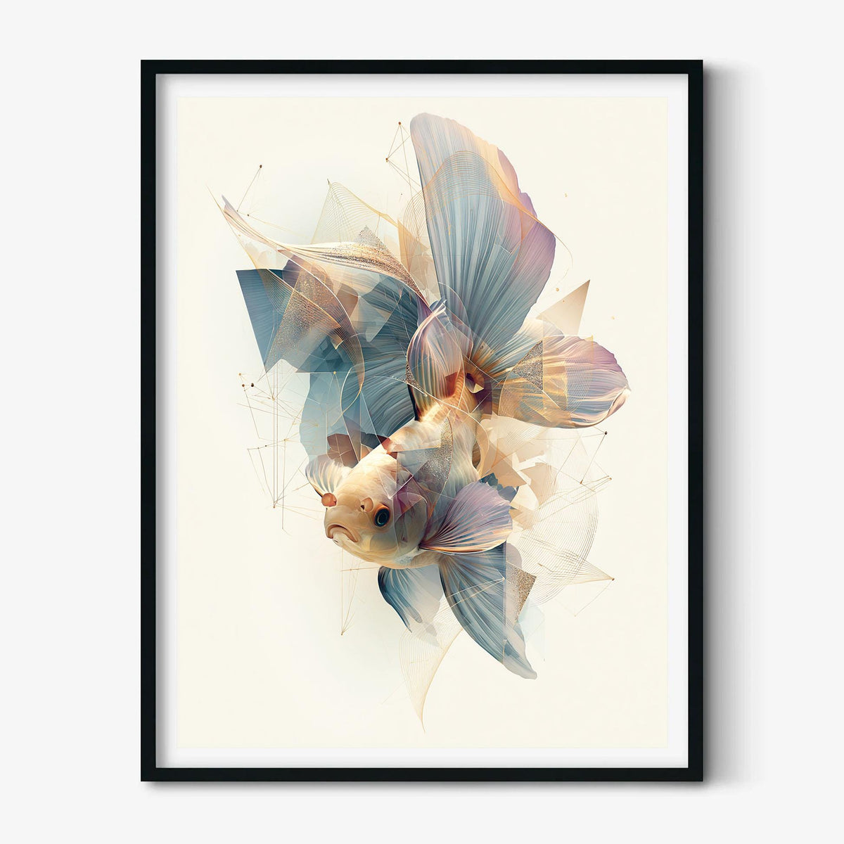Goldfish Wall Art, Abstract Goldfish Print, Coastal Bathroom Poster, Modern Aquarium Fish Decor