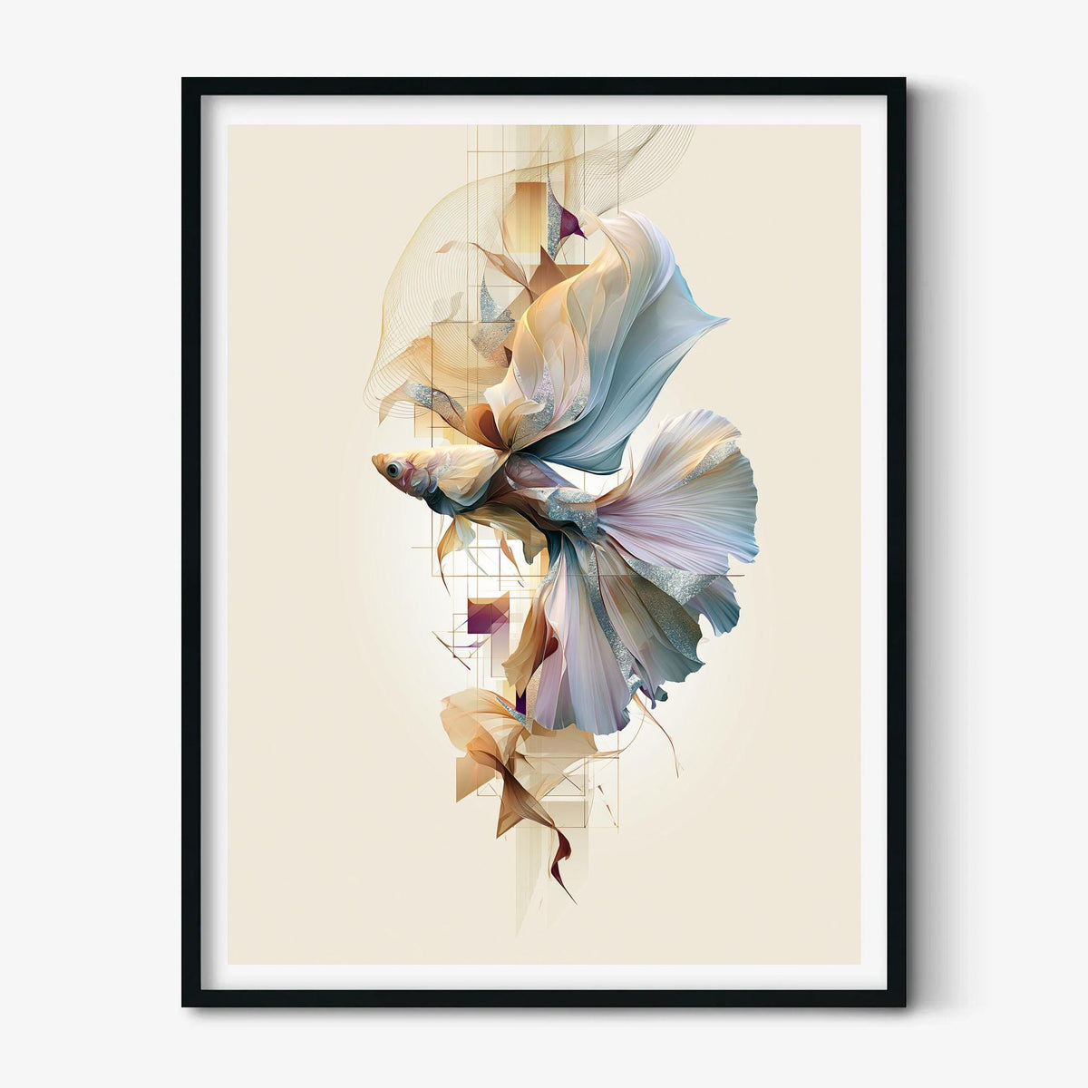 Guppy Wall Art Print, Abstract Geometric Guppy Poster, Tropical Fish Art, Aquarium Decor, Modern Fish Wall Decor
