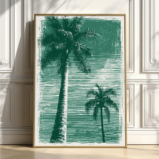 Tropical Palm Tree Poster Print, Green Coastal Wall Art, Beach House Picture, Summer Travel Decor
