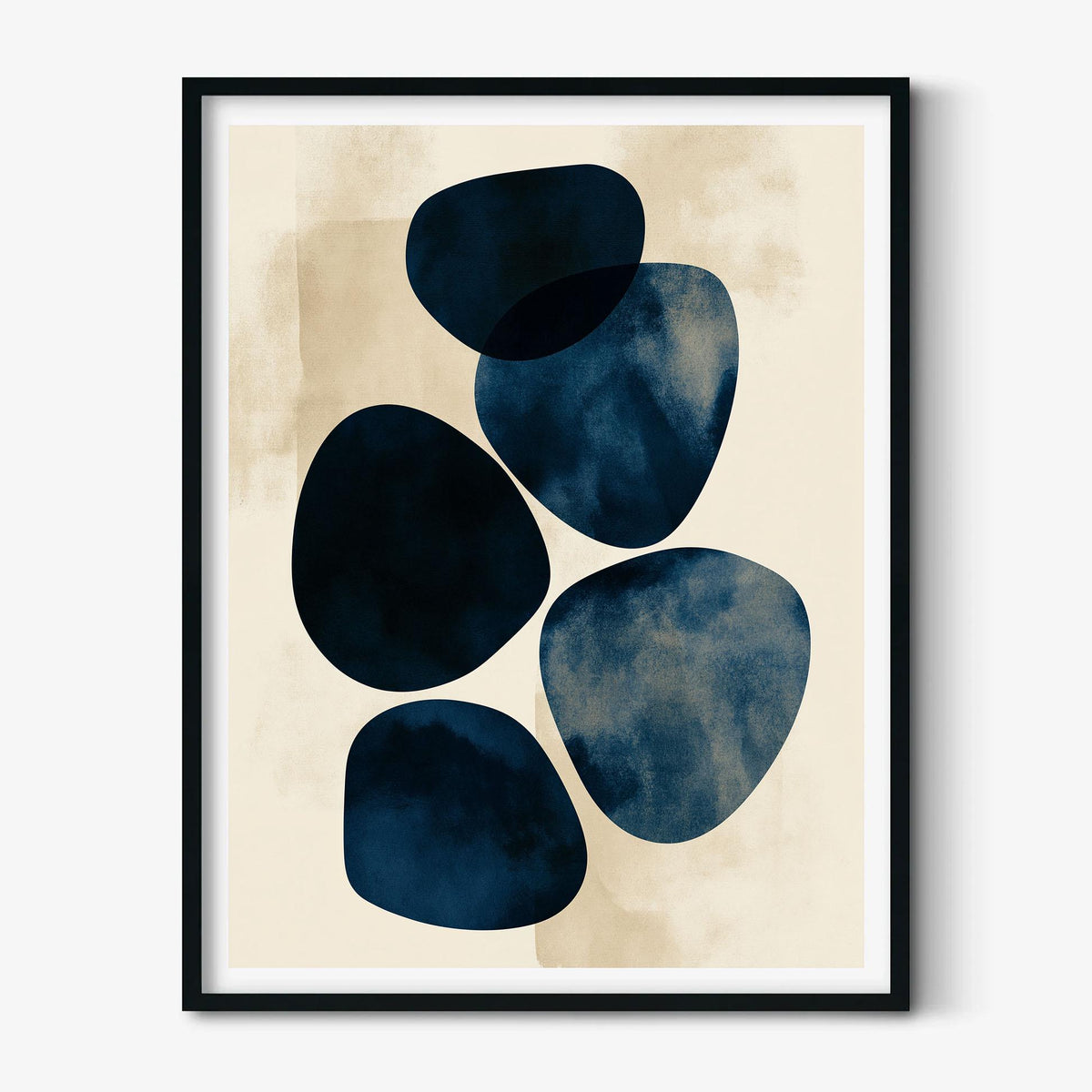 Navy Geometric Poster Print, Abstract Blue Wall Art, Minimalist Shape Picture, Neutral Home Decor