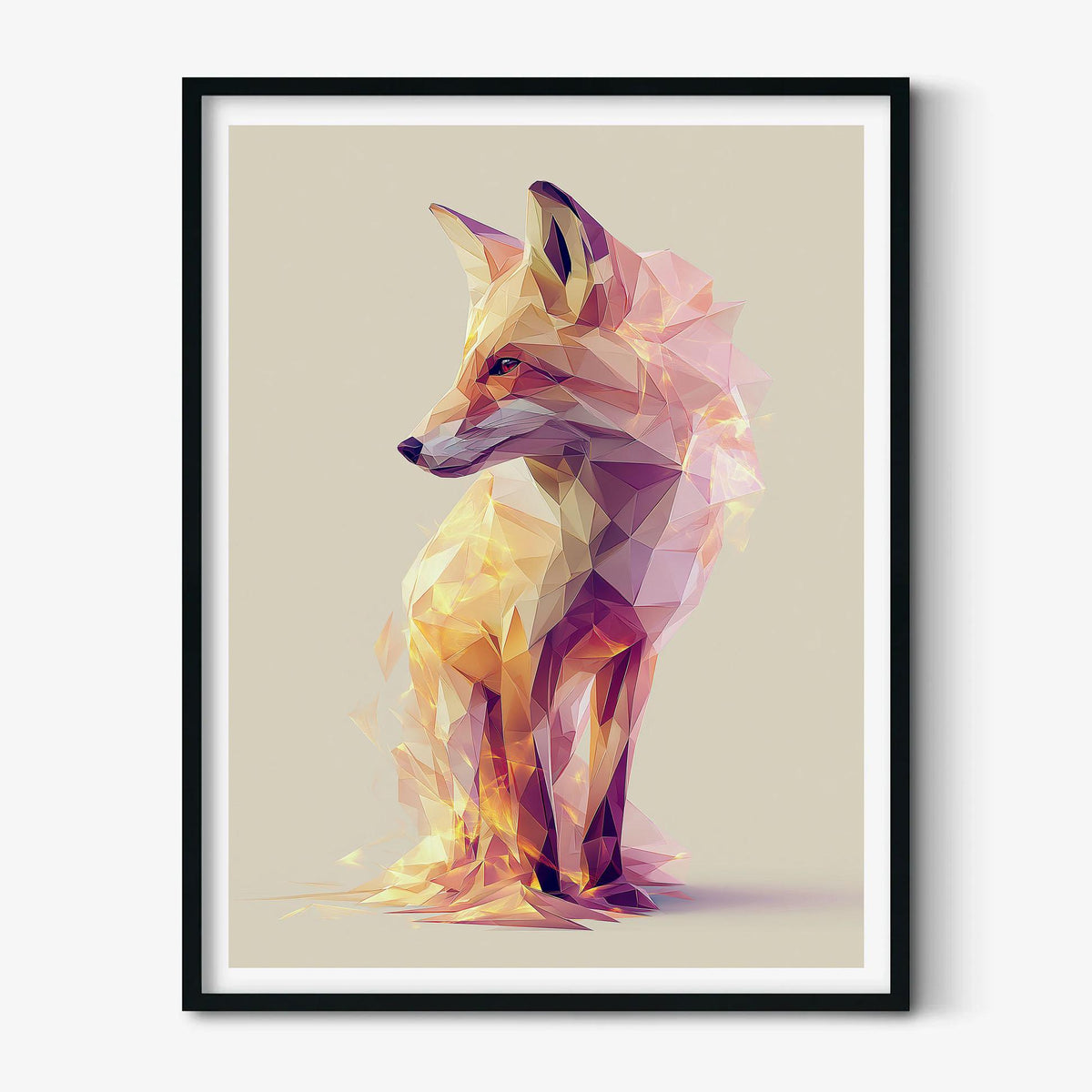 Low Poly Fox Wall Art, Geometric Fox Poster Print, Modern Woodland Animal Picture, Nursery Bedroom Decor