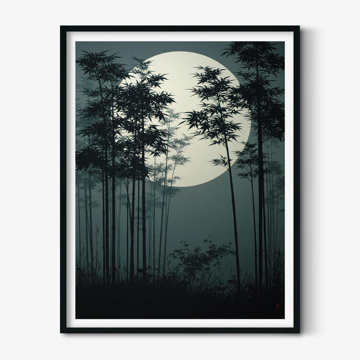 Japanese Bamboo Poster, Serene Landscape Picture Print, Asian Style Illustration