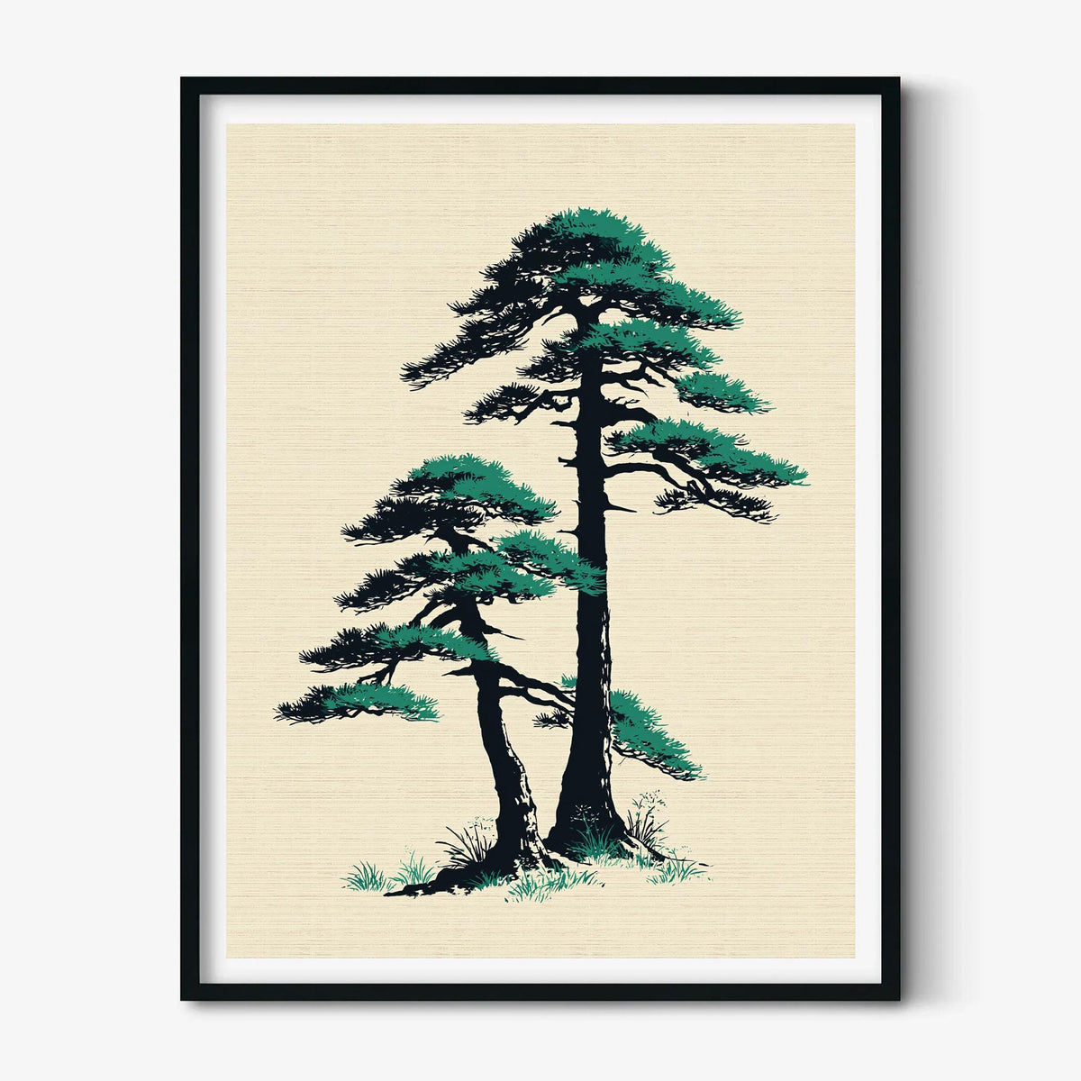 Japanese Pine Tree Print, Minimal Asian Wall Art Poster, Zen Botanical Decor