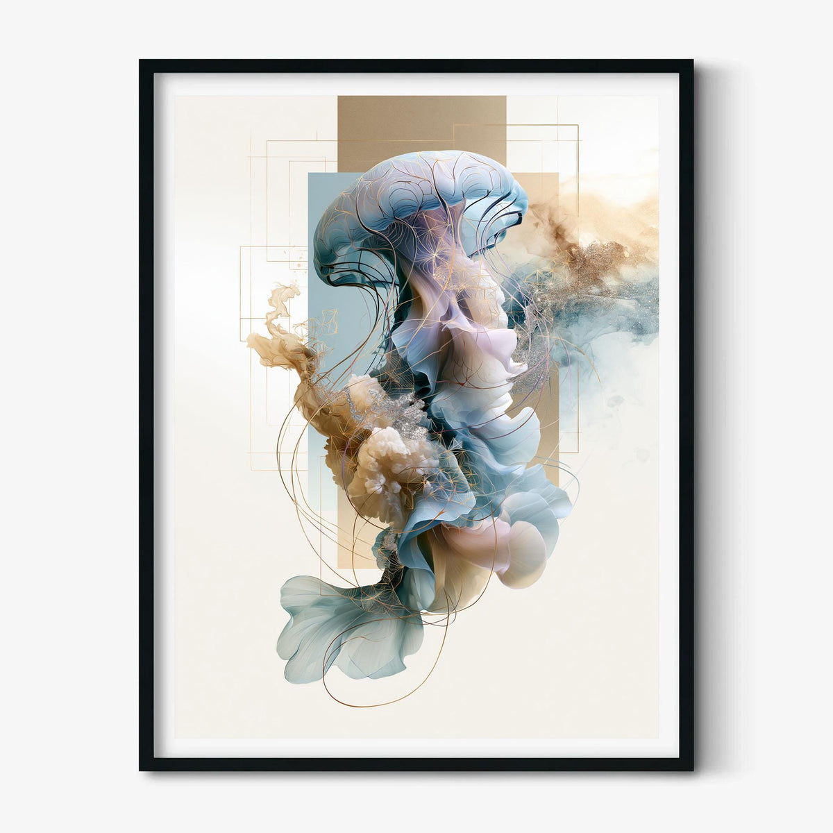 Jellyfish Poster, Ocean Animal Print, Coastal Bathroom Wall Art