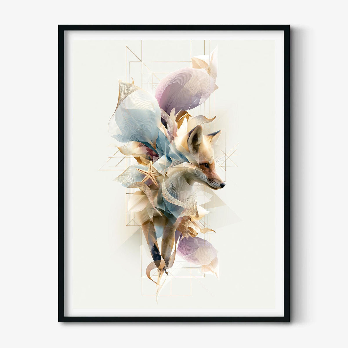 Fox Poster, Woodland Animal Print, Modern Abstract Wall Art