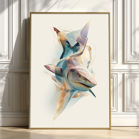 Tiger Shark Poster, Ocean Animal Print, Modern Marine Wall Art