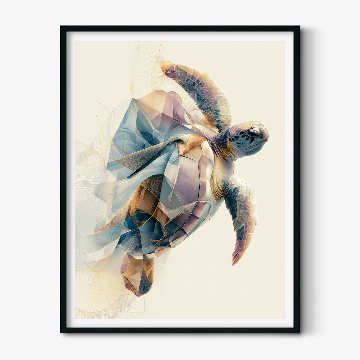 Sea Turtle Poster, Abstract Coastal Animal Print, Modern Ocean Wall Art, Bathroom Decor