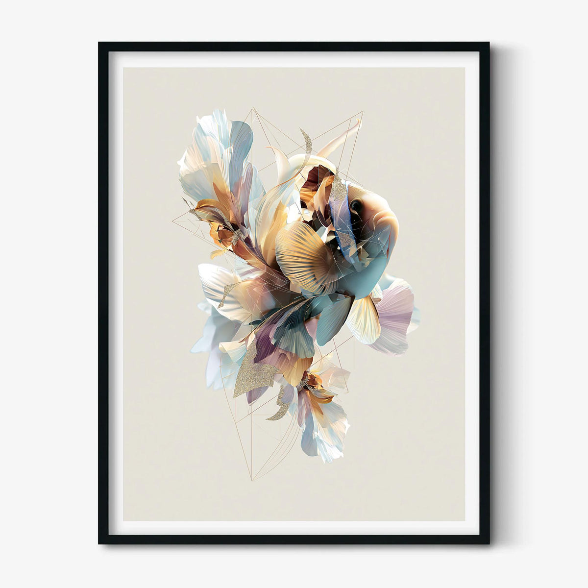 Clownfish Wall Art Print, Abstract Geometric Fish Poster, Coastal Bathroom Decor, Ocean Animal Art, Nautical Sea Life Print