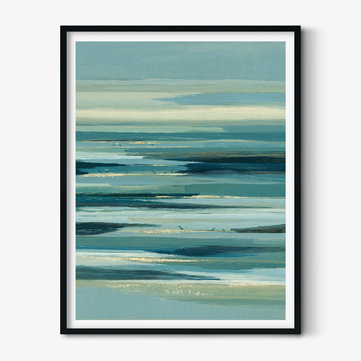Sea Horizon Poster Print, Blue Coastal Wall Art, Abstract Ocean Picture, Teal Living Room Decor