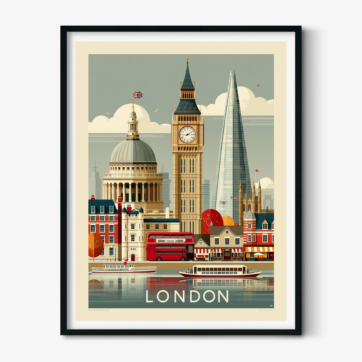 London Travel Poster, Big Ben Wall Art, Vintage England City Print