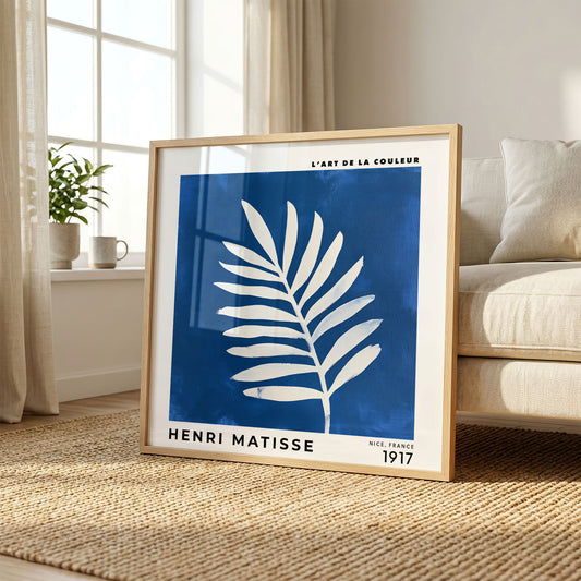 Henri Matisse Inspired Blue Leaf Print | Modern Botanical Wall Art