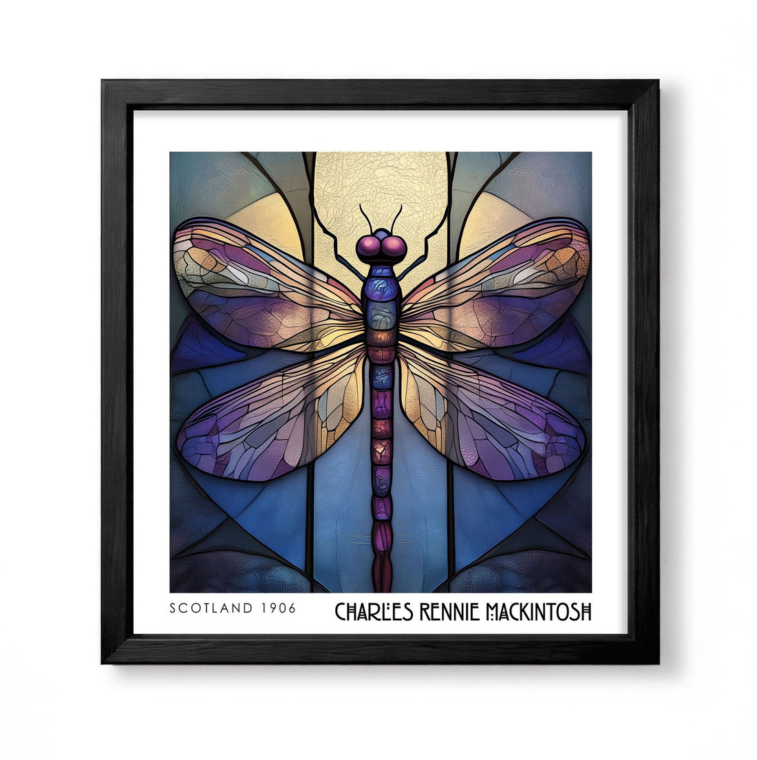 Charles Rennie Mackintosh inspired Art Nouveau dragonfly wall art print