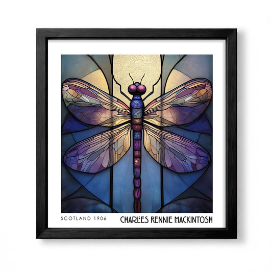 Charles Rennie Mackintosh inspired Art Nouveau dragonfly wall art print