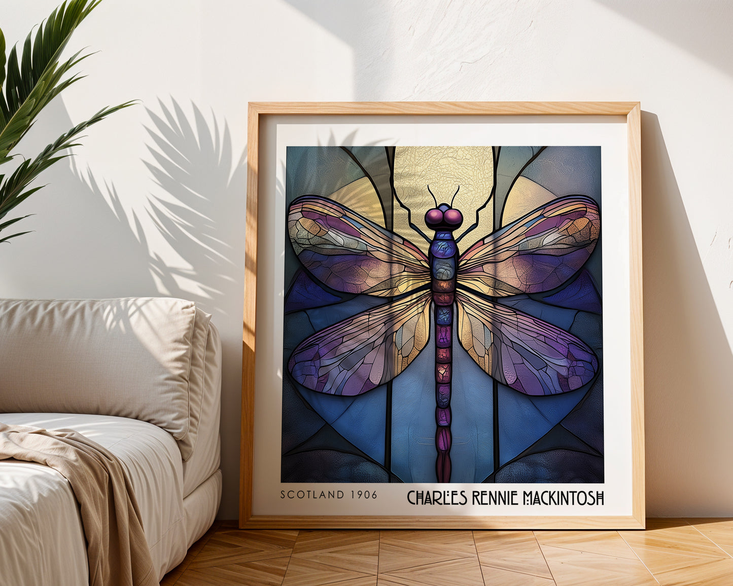 Charles Rennie Mackintosh Stained Glass Dragonfly Print – Art Nouveau Wall Art - Art Deco Poster