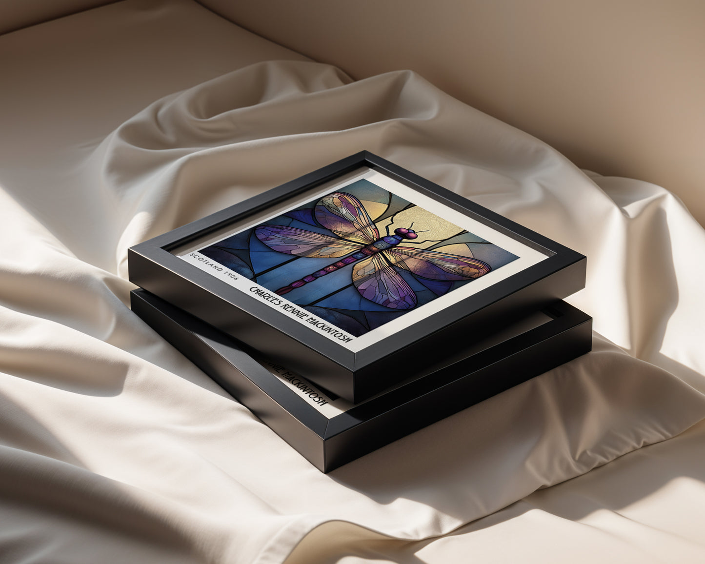 Charles Rennie Mackintosh Stained Glass Dragonfly Print – Art Nouveau Wall Art - Art Deco Poster