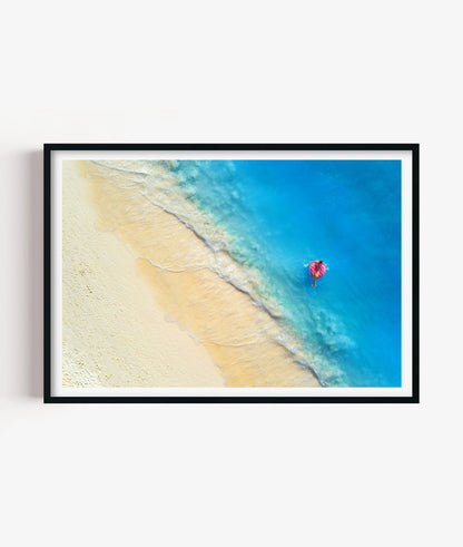 Aerial Beach Print, Tropical Ocean Wall Art Poster, Coastal Summer Decor
