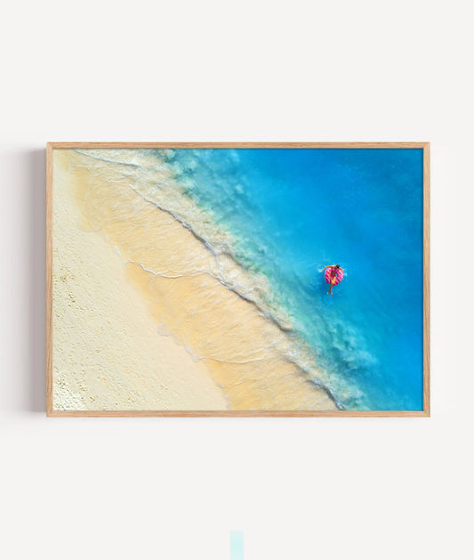Aerial Beach Print, Tropical Ocean Wall Art Poster, Coastal Summer Decor