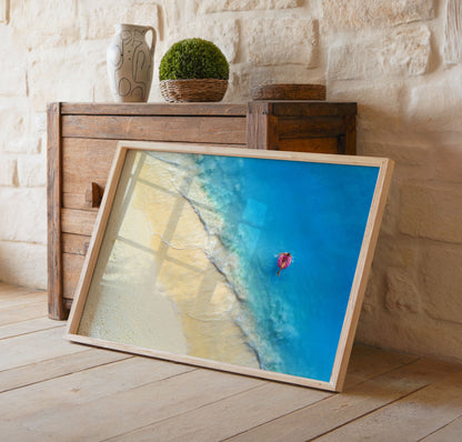 Aerial Beach Print, Tropical Ocean Wall Art Poster, Coastal Summer Decor