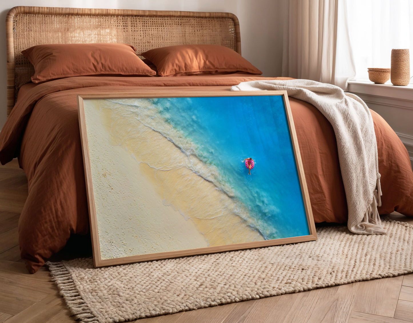 Aerial Beach Print, Tropical Ocean Wall Art Poster, Coastal Summer Decor