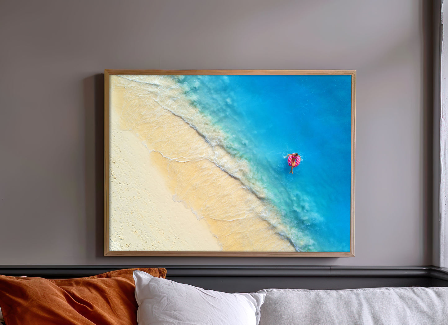 Aerial Beach Print, Tropical Ocean Wall Art Poster, Coastal Summer Decor