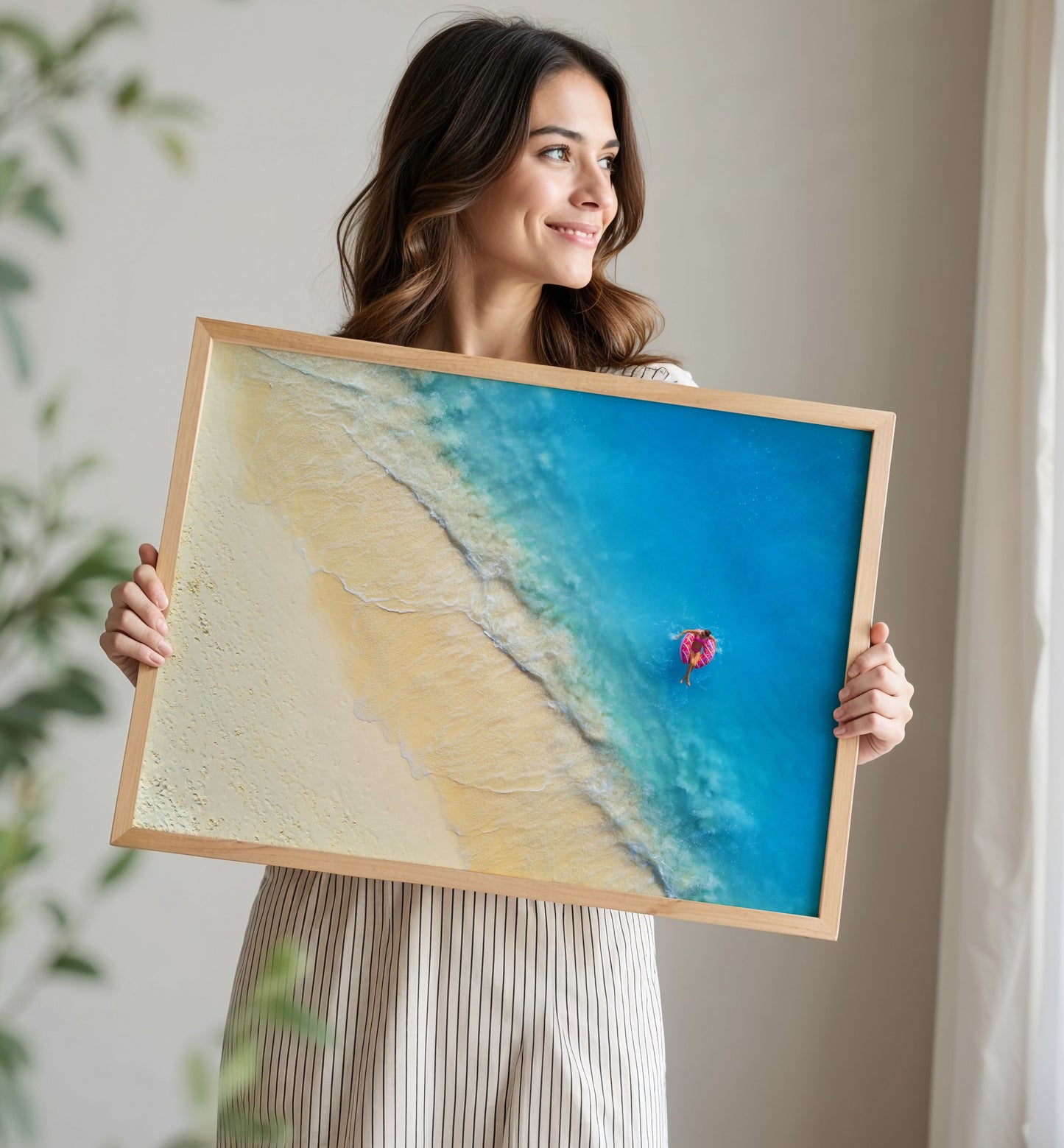 Aerial Beach Print, Tropical Ocean Wall Art Poster, Coastal Summer Decor