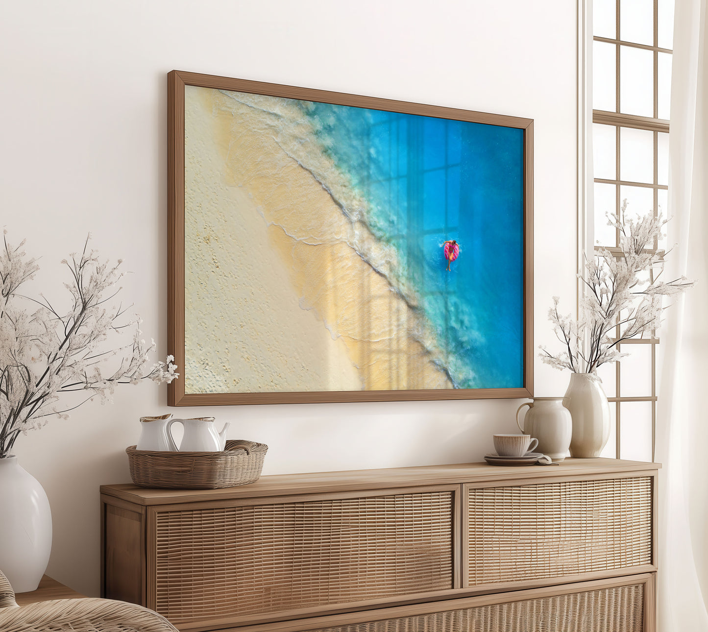 Aerial Beach Print, Tropical Ocean Wall Art Poster, Coastal Summer Decor