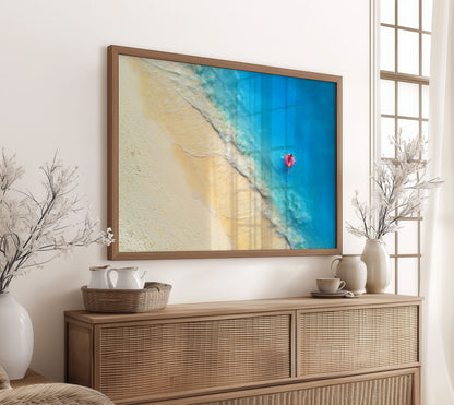 Aerial Beach Print, Tropical Ocean Wall Art Poster, Coastal Summer Decor