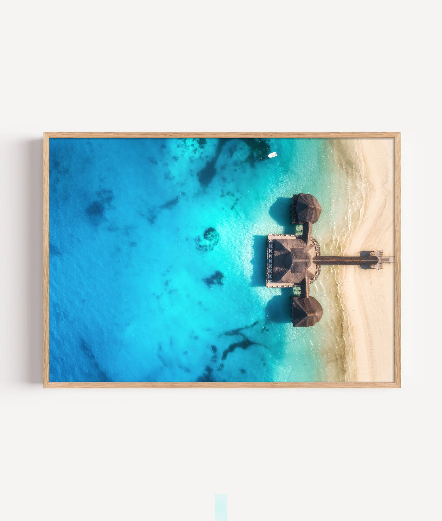 Tropical Beach Resort Print, Aerial Ocean Photography Wall Art Poster, Coastal Decor