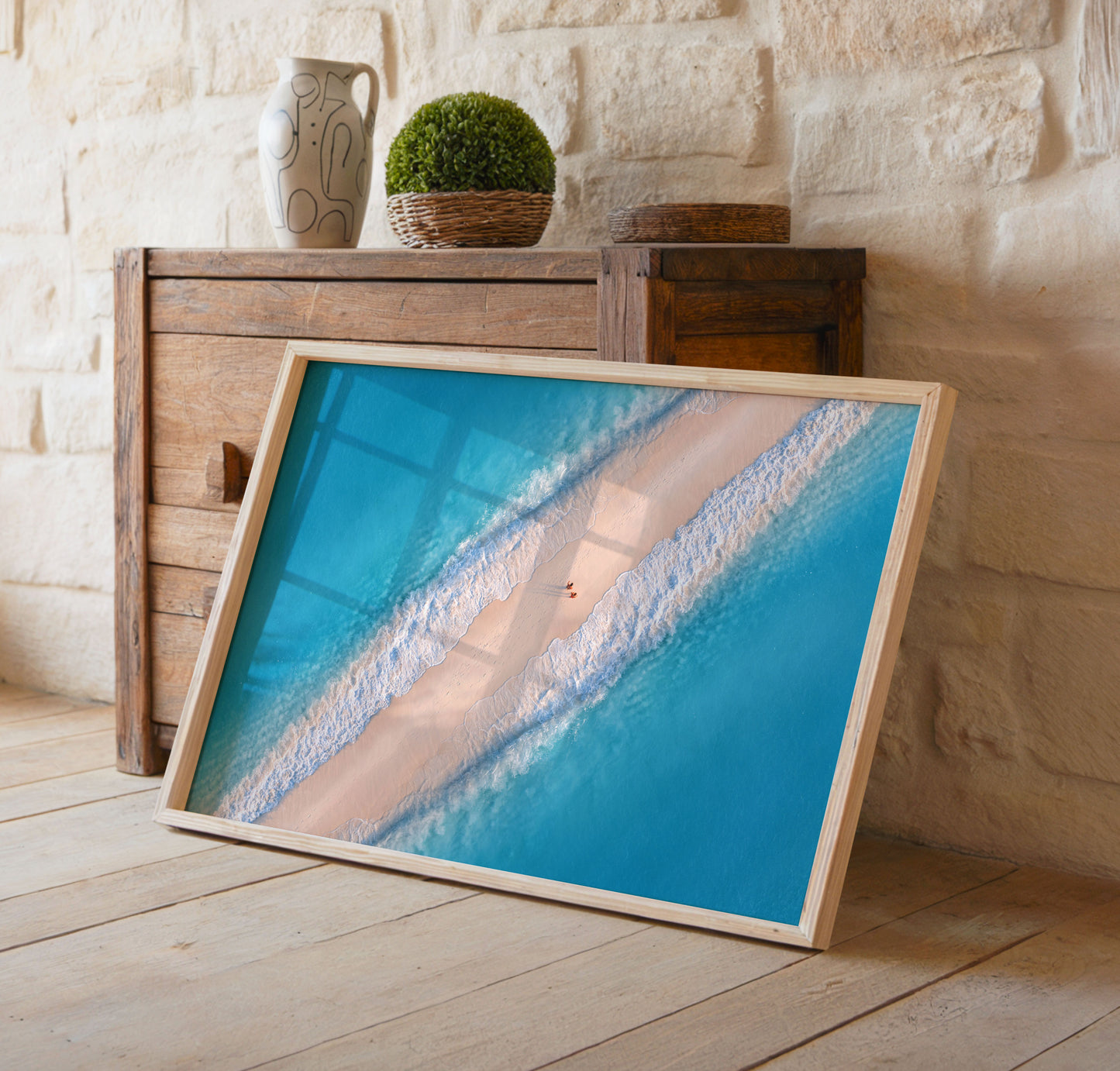 Aerial Sandbar Print, Tropical Ocean Photography Wall Art Poster, Coastal Beach Decor