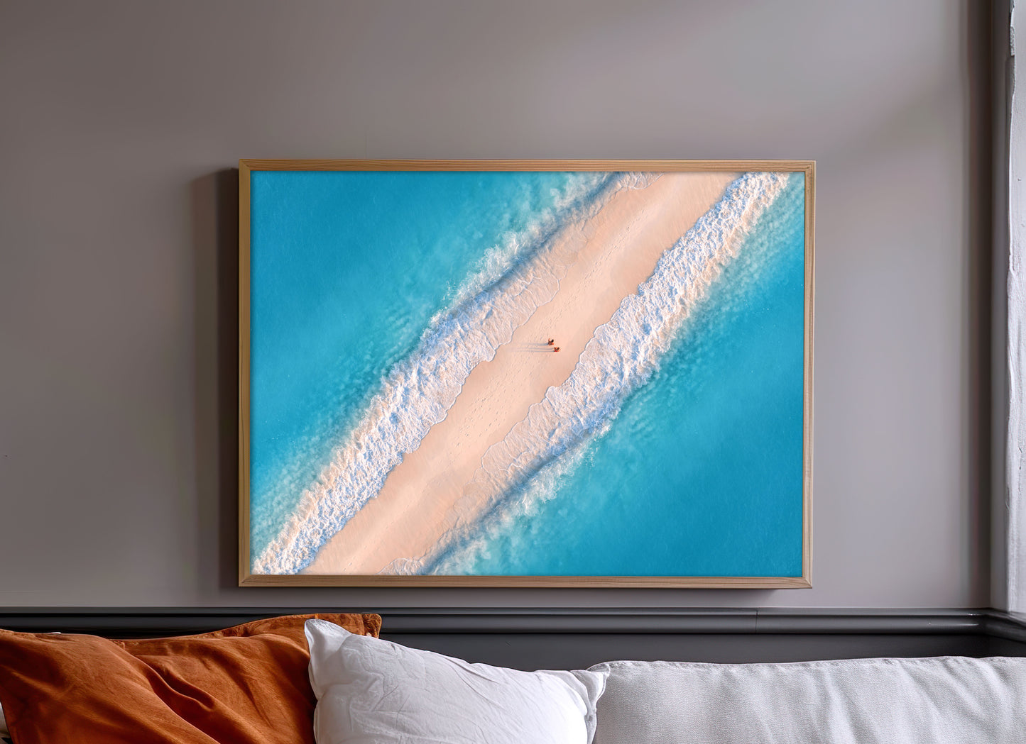 Aerial Sandbar Print, Tropical Ocean Photography Wall Art Poster, Coastal Beach Decor