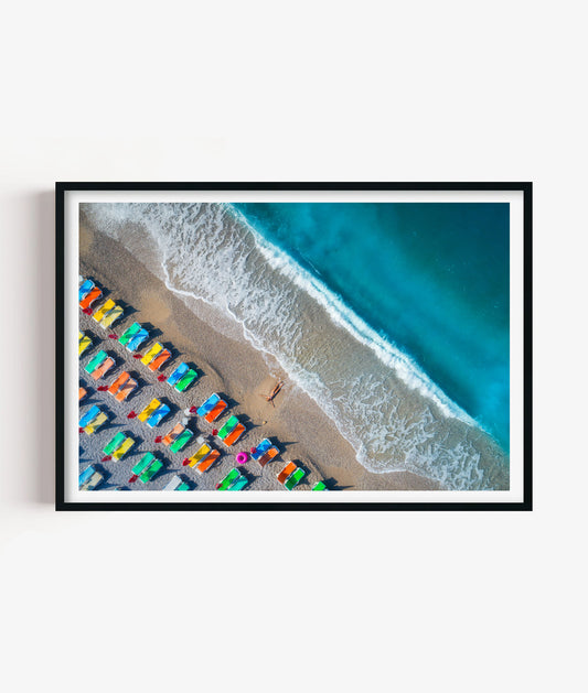 Aerial Beach Print, Turquoise Ocean Photography Wall Art Poster, Coastal Summer Decor