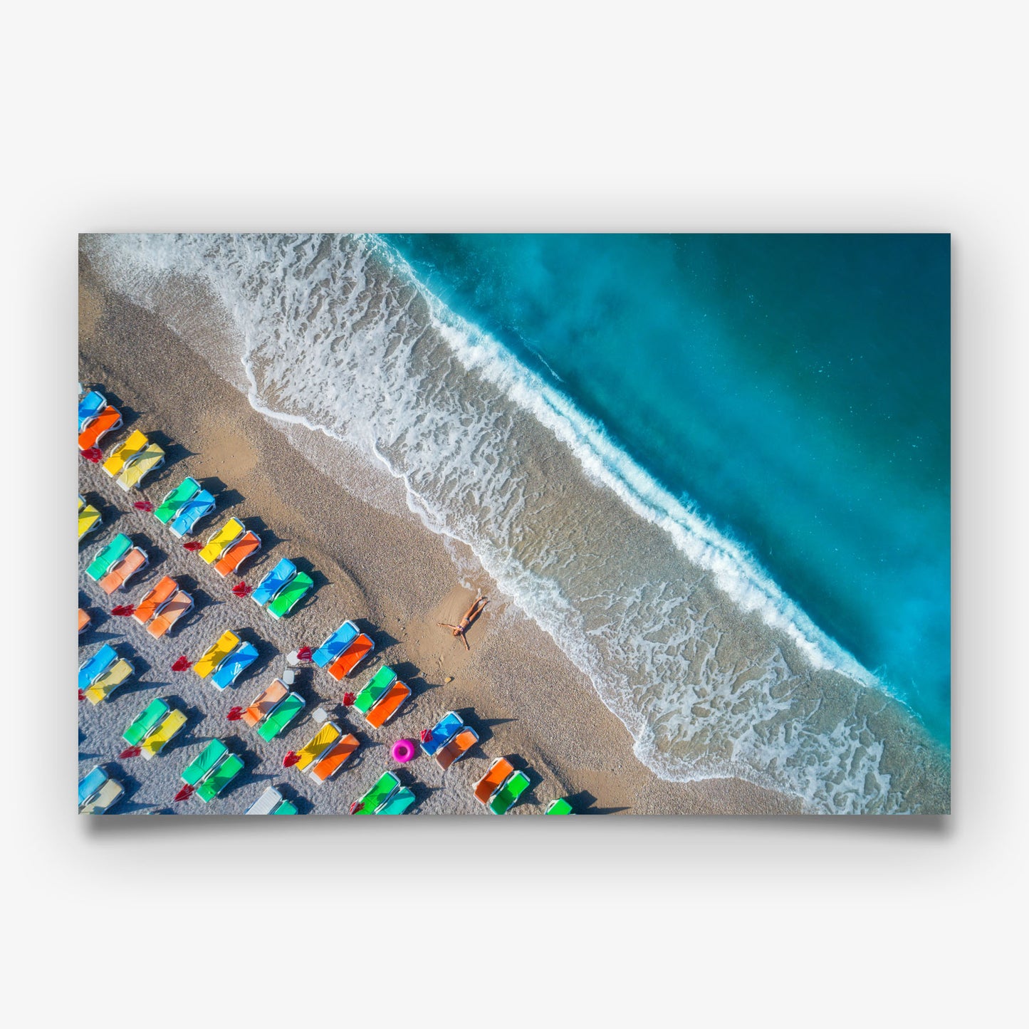 Aerial Beach Print, Turquoise Ocean Photography Wall Art Poster, Coastal Summer Decor